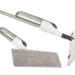 Balai serpillière plat avec pulvérisateur, rotatif + 3 lavette en microfibre