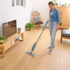 Balai serpillère microfibre avec vaporisateur GoodHome gris et bleu L.124 x l.12 cm