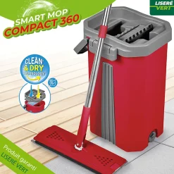 Balai serpillère Smart Mop 360 tête extra large pivotante + Seau 2 compartiments + 2 lingettes microfibre Passat