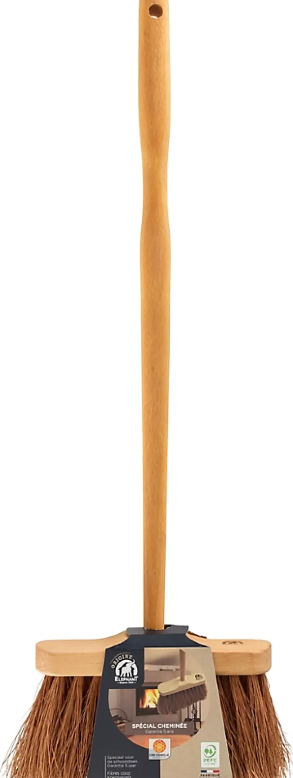 Balais de cheminée en fibre coco et hêtre Eléphant L.19,8 cm