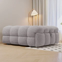 Banquette Convertible - Lit Pliant 2-en-1 avec Lit D'Appoint, Tissu Pelucheux Teddy, Gris, 183x76x42 cm