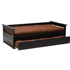 Banquette gigogne TOLEDE 90x190 + 2 sommiers + 1 tiroir-lit / Noir