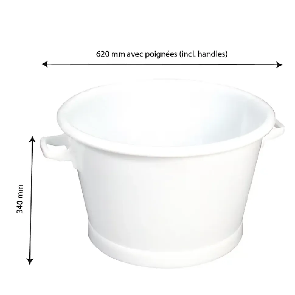 Baquet rond fond renforcé 50 L - blanc