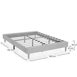 Base rembourrée Bari 140x190 cm Gris