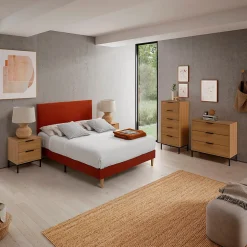 Base rembourrée Bari 150x190 cm Rouge