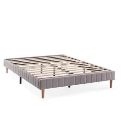 Base rembourrée Eris 160x200 cm Gris clair