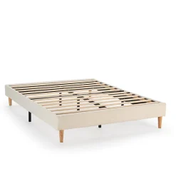 Base rembourrée Niebla 140x190 cm Imitation tissu mouton beige