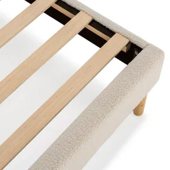 Base rembourrée Niebla 160x200 cm Imitation tissu mouton beige