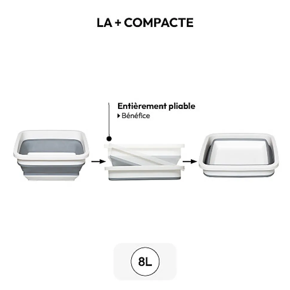 Bassine retractable 8L - Blanc Gris - 5Five