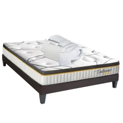 BELLECOUR LITERIE Pack Bellecour 3.0 140x200 cm Matelas Ressorts + Sommier Bois + Accessoires