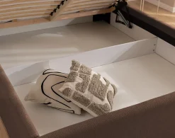 Billy - lit coffre - 140x190 cm - en tissu texturé - sommier inclus - Lisa Design