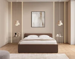 Billy - lit coffre - 140x190 cm - en tissu texturé - sommier inclus - Lisa Design