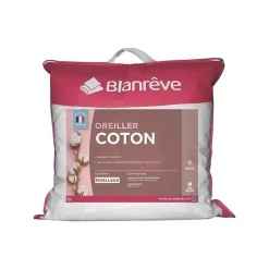 BLANREVE Lot de 2 Oreillers en coton - 60 x 60 cm - Blanc