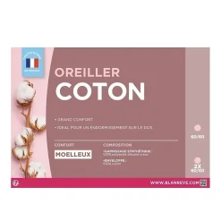 BLANREVE Oreiller en coton - 60 x 60 cm - Blanc