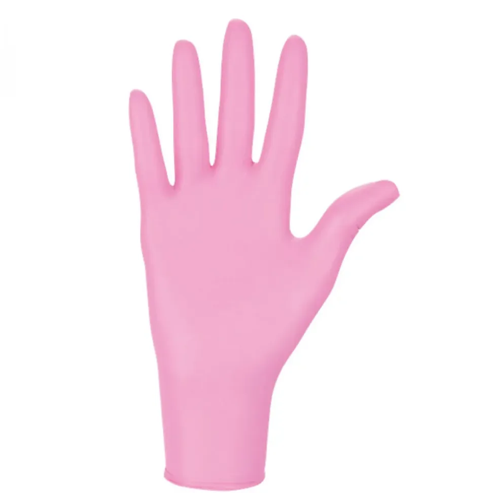 Boite de 100 gants en nitrile jetables - non poudrés - Taille M - Rose - Vivezen