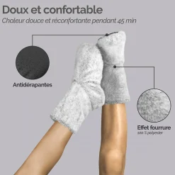 Boots, bottes, chaussons chauffants micro ondes déhoussables - Du 36 au 43 - Gris clair - Vivezen