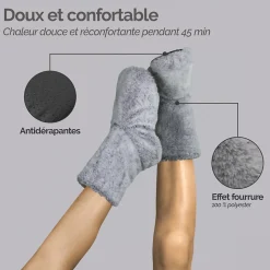 Boots, bottes, chaussons chauffants micro ondes déhoussables - Du 36 au 43 - Gris clair - Vivezen