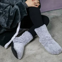 Boots, bottes, chaussons chauffants micro ondes déhoussables - Du 36 au 43 - Gris clair - Vivezen
