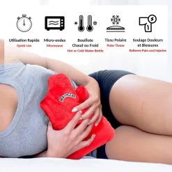 Bouillotte naturelle graines de lin Polaire rouge Chaud ou Froid Soulage Lavable 30 C
