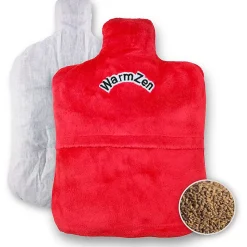 Bouillotte naturelle graines de lin Polaire rouge Chaud ou Froid Soulage Lavable 30 C