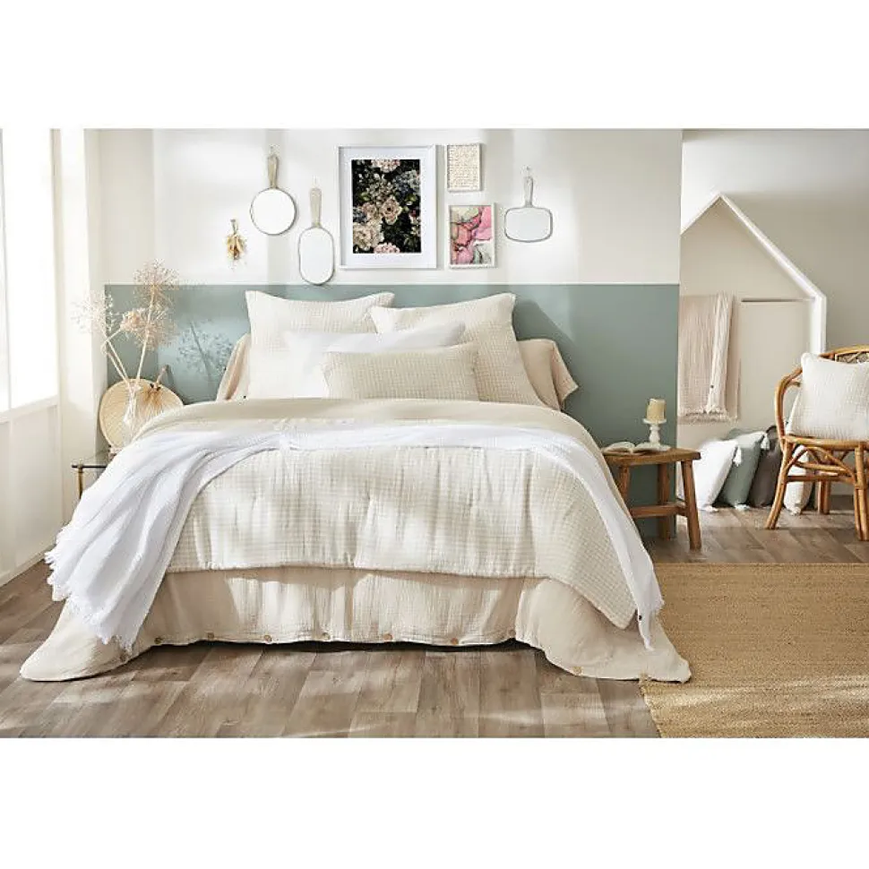 Bout de lit 90 x 200 cm "Vickie" Tissé teint "Gaze de Coton" l'Effet Papillon - Vickie Pampa - 90 x 200 cm