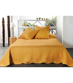 Boutis contemporain moutarde - 250x260cm - Moutarde