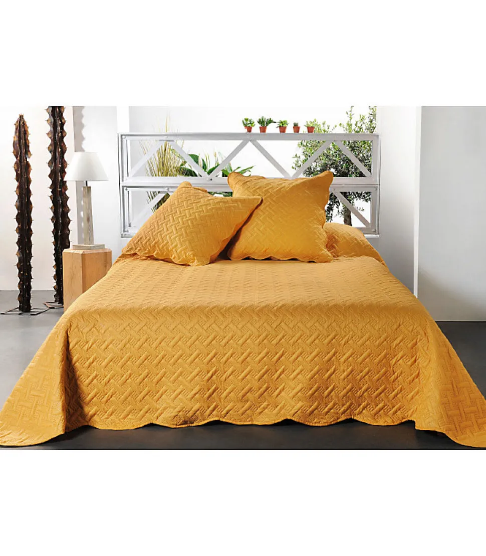 Boutis contemporain moutarde - 180x240cm - Moutarde