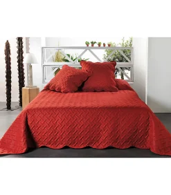 Boutis contemporain terre cuite - 230x250cm - Rouille