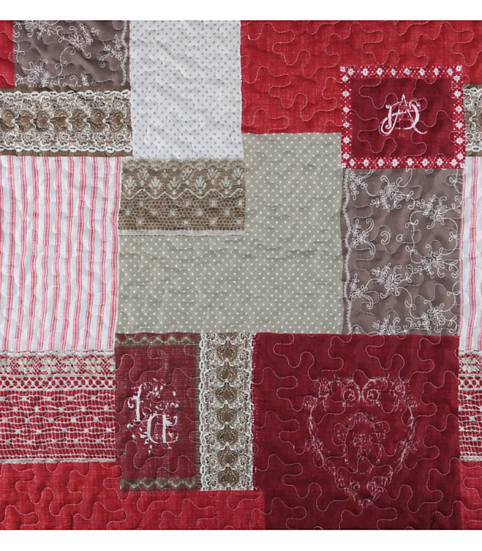 Boutis montagne rouge et gris - 220x240cm - Rouge