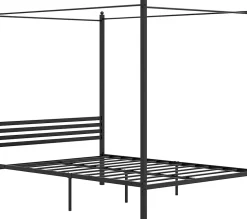 Cadre de Lit à Baldaquin Lit avec Sommier Métal Espace de Rangement Lit Double Sommier à Lattes Robuste Barre Silencieuse