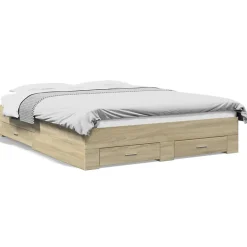 Cadre de lit avec tiroirs sans matelas chêne sonoma 160x200 cm