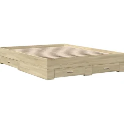 Cadre de lit avec tiroirs sans matelas chêne sonoma 160x200 cm