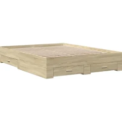 Cadre de lit avec tiroirs sans matelas chêne sonoma 160x200 cm