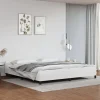 Cadre de lit avec tête de lit sans matelas blanc 200x200 cm