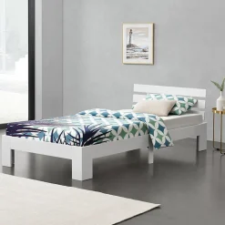 Cadre de Lit Design 90 x 200 cm Blanc en.casa