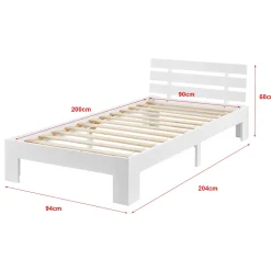 Cadre de Lit Design 90 x 200 cm Blanc en.casa