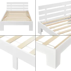 Cadre de Lit Design 90 x 200 cm Blanc en.casa