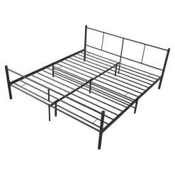 Cadre de Lit Double en Métal Laos 180 x 200 cm Noir Mat en.casa
