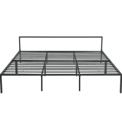 Cadre de Lit double en Métal Imatra 180 x 200 cm Noir Mat en.casa