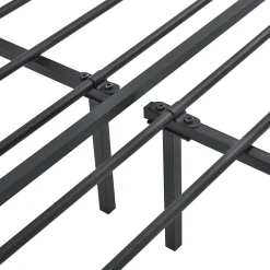 Cadre de Lit double en Métal Imatra 180 x 200 cm Noir Mat en.casa