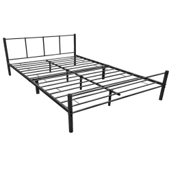 Cadre de Lit Double en Métal Laos 160 x 200 cm Noir Mat en.casa