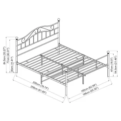 Cadre de lit double Florenz Acier Revêtu par Poudre 160 x 200 Blanc en.casa