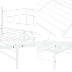 Cadre de lit double Florenz Acier Revêtu par Poudre 160 x 200 Blanc en.casa