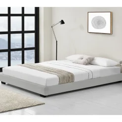 Cadre de Lit Double Masari Rembourré avec Similicuir Blanc 200 x 140 cm Corium