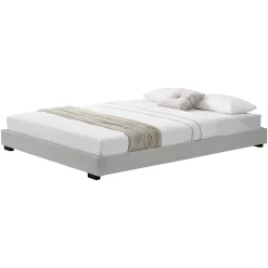 Cadre de Lit Double Masari Rembourré avec Similicuir Blanc 200 x 140 cm Corium