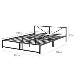 Cadre de Lit Double Meran en Métal 180 x 200 cm Noir en.casa