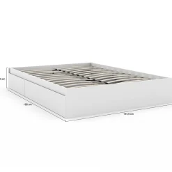 Cadre de lit double TOMI 4 tiroirs avec sommier 140 x 190 cm blanc