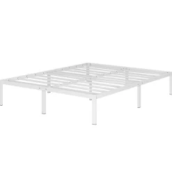 Cadre De Lit En Acier Avec Espace De Rangement - Montage Facile - 180x200 Cm Blanc