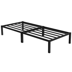 Cadre de lit en acier sommier à lattes noir moderne chambre à coucher 90x200 cm