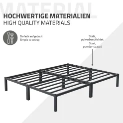 Cadre de lit en acier sommier à lattes anthracite chambre à coucher 160 x 200 cm